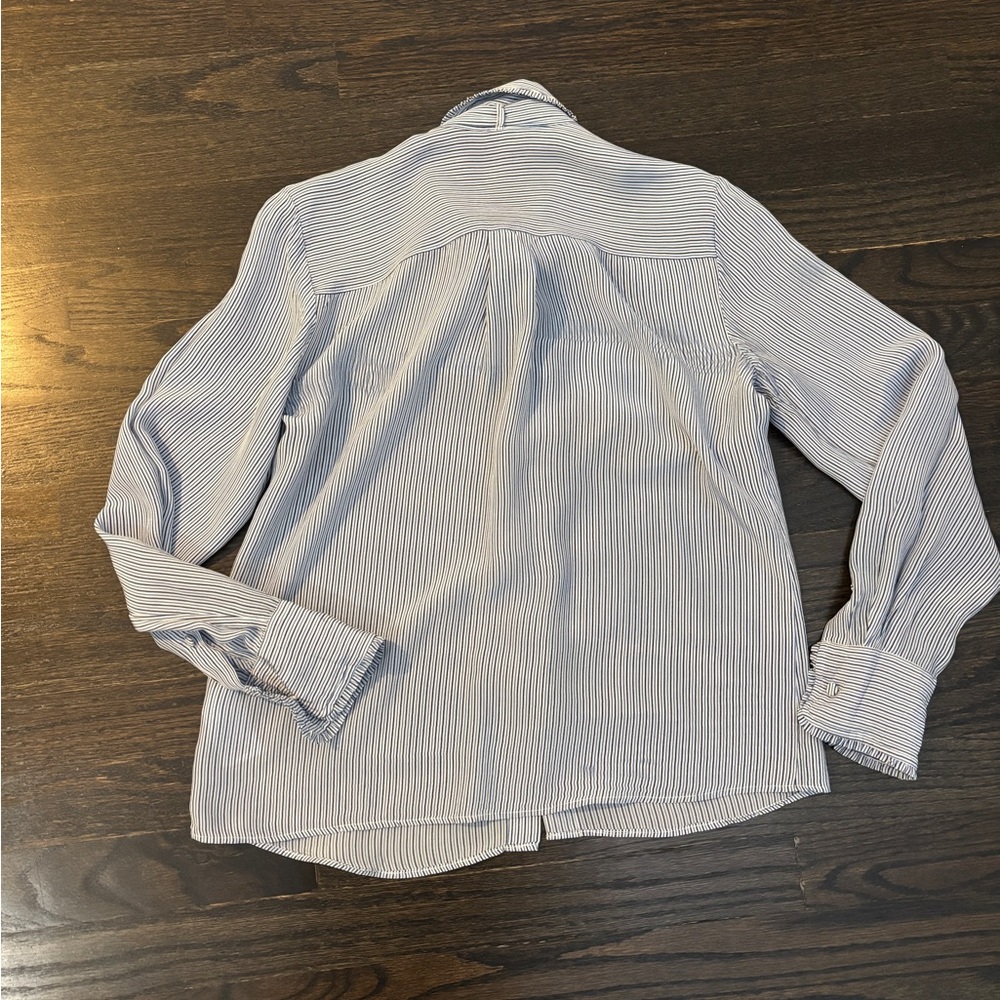 J. Crew Navy & White Striped Tie-Neck Shirt - Picture 6 of 7
